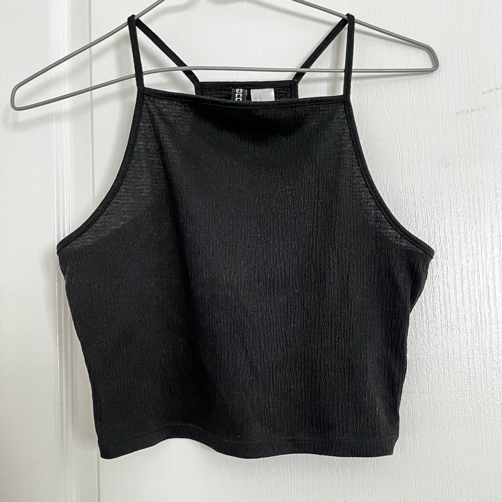 Black High Neck Halter Style Tank Top